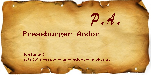 Pressburger Andor névjegykártya